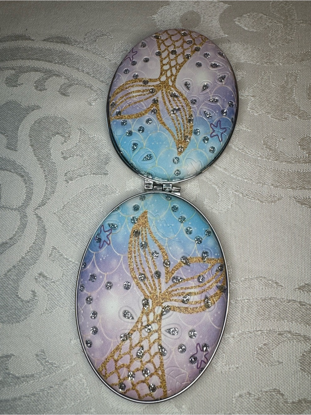 New Mermaid Tail Compact Mirror - Pastel Blue & Lavender